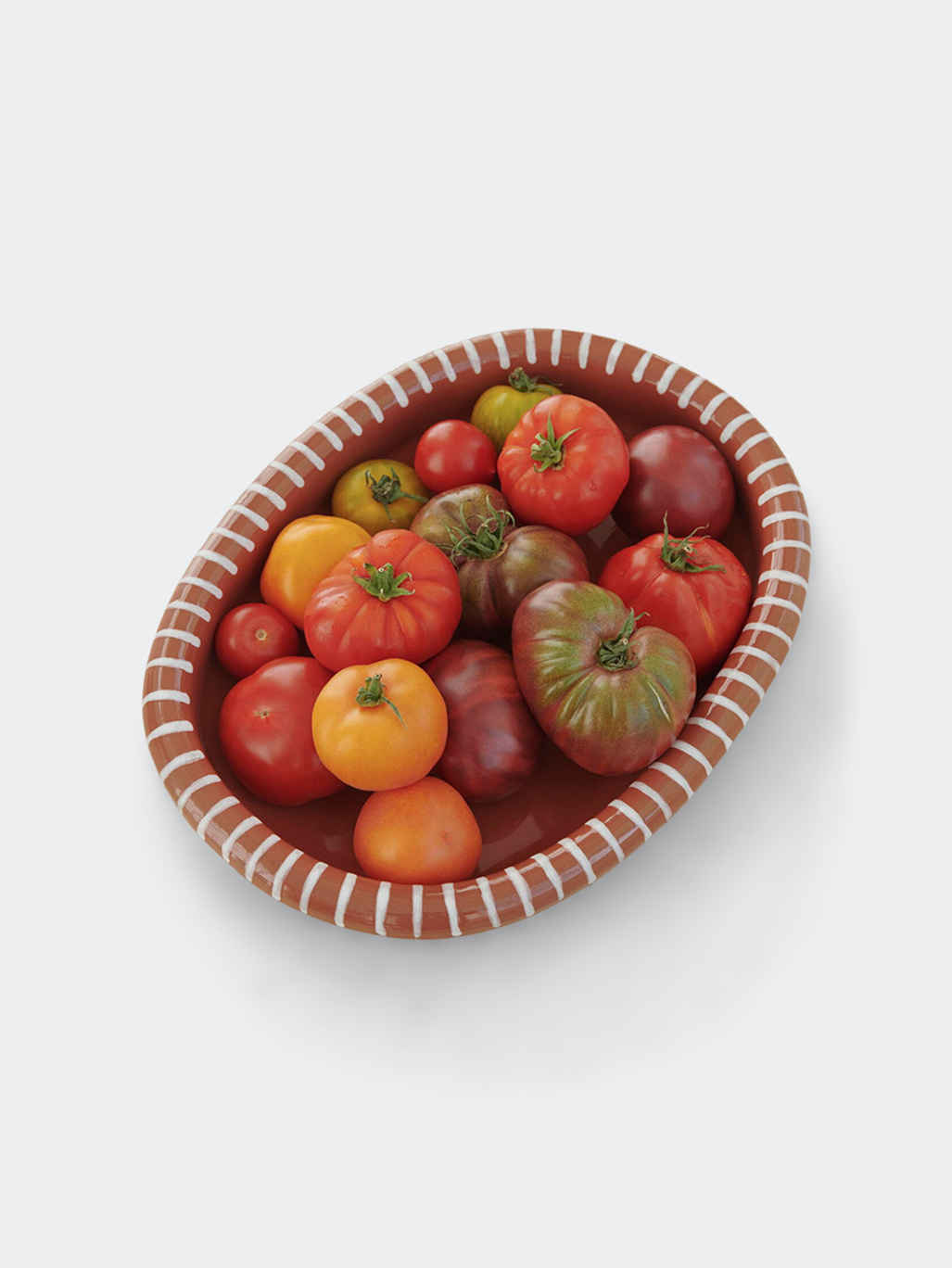 HAY Barro Oval Dish Large Natural With Stripes