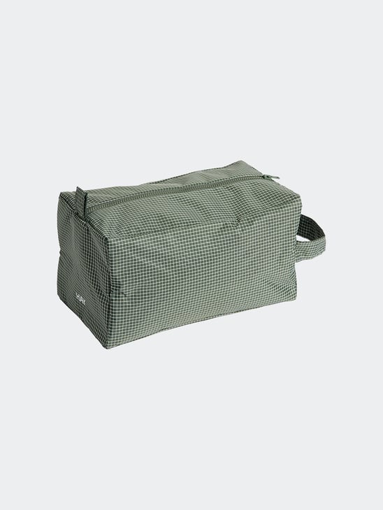 HAY Grid Wash Bag Medium Dark Green