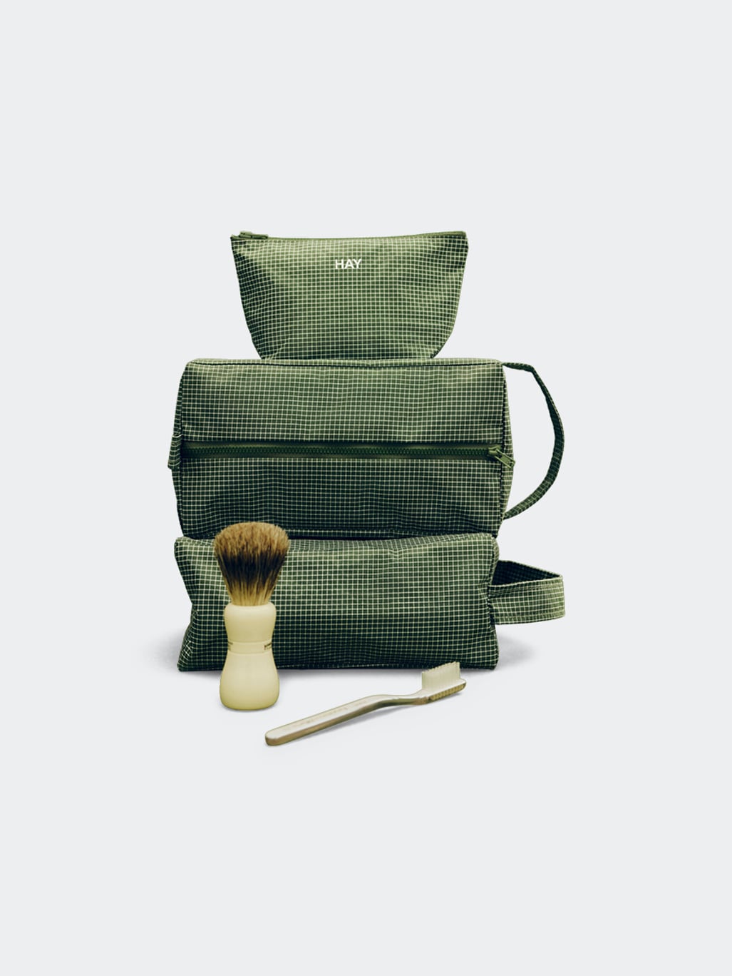 HAY Grid Wash Bag Medium Dark Green