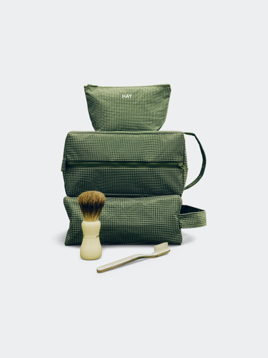 HAY Grid Wash Bag Medium Dark Green