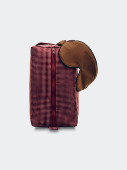 HAY Grid Wash Bag Medium Burgundy