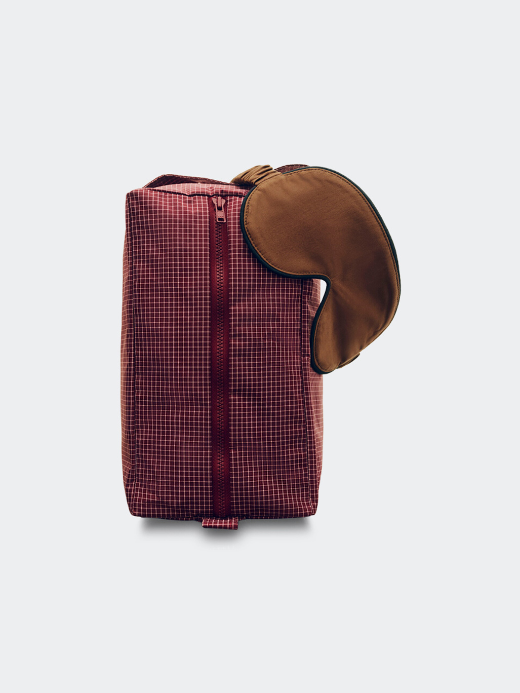 HAY Grid Wash Bag Medium Burgundy