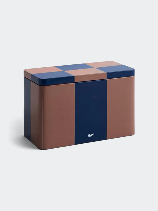 HAY Tin Container Medium Brown And Midnight Blue