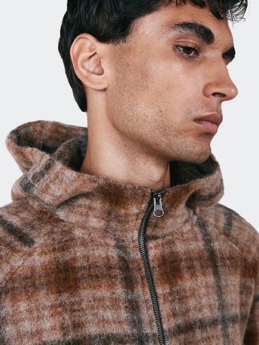Brixtol Textiles Seven Hoodie Beige Check