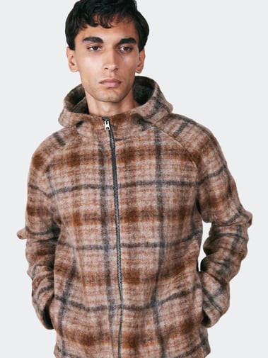 Brixtol Textiles Seven Hoodie Beige Check
