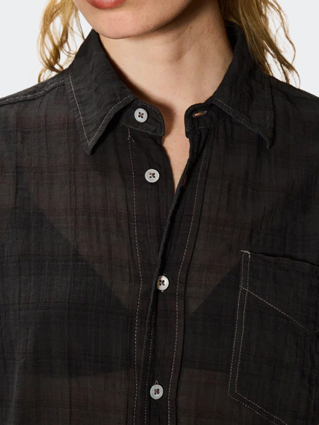 Hope Room Shirt Grey Check Voile